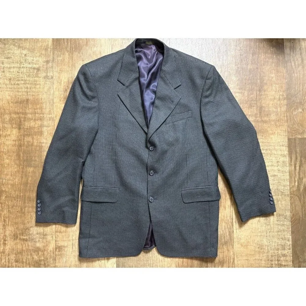 Gianfranco Ruffini Italy Blazer Jacket Mens Size 41 R Black Gray Blend Wool